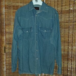 Vintage Sunbelt Western Denim Pearl Snap L/S Shirt M
